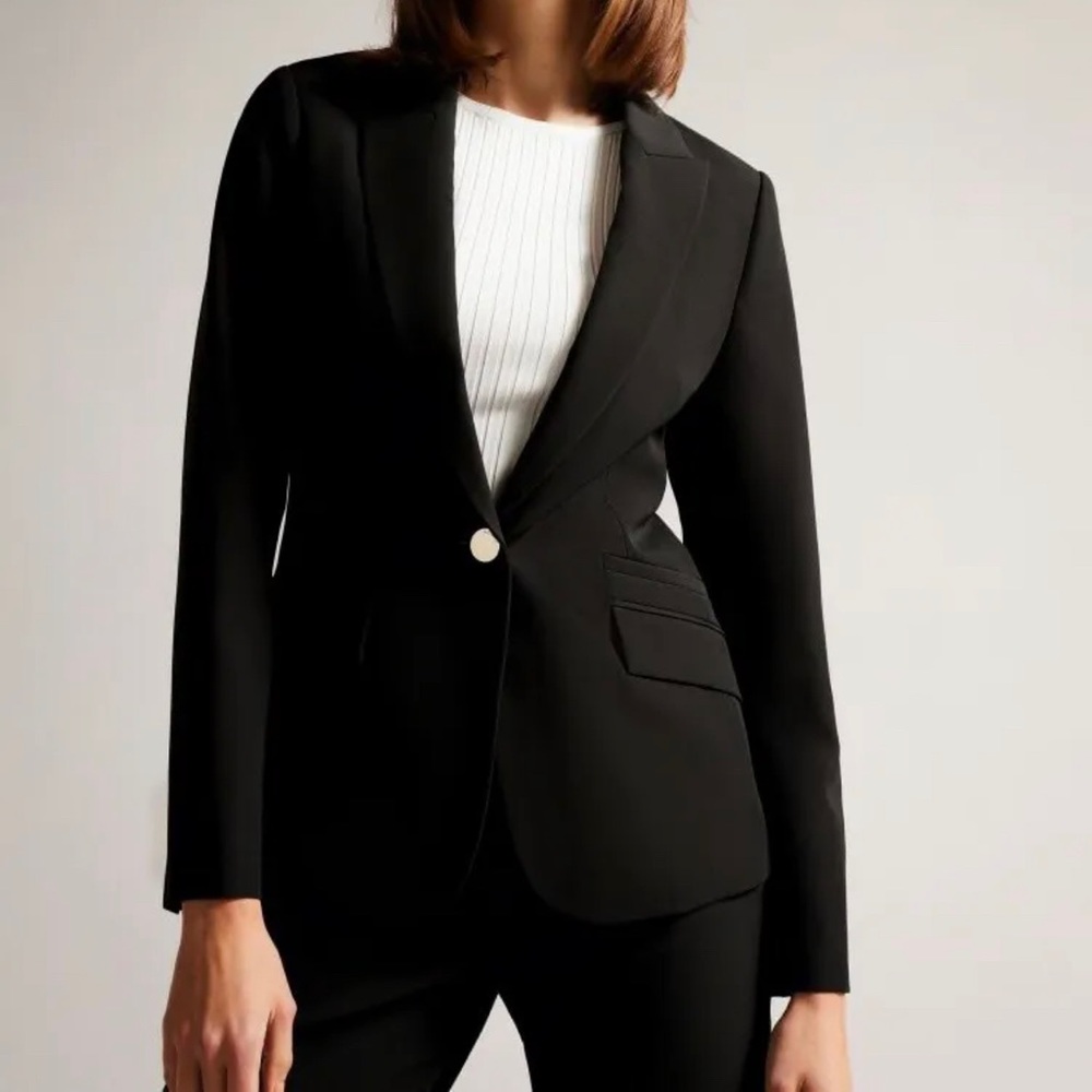 NWT-Ted Baker London Rare Chic Slim Tailored Jacket in Black Size 0